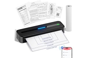 ASprink Portable Printers Wireles, Inkless Thermal Printer Support 8,5'' & A4 Thermal Paper, Bluetooth Thermal Printer Compat