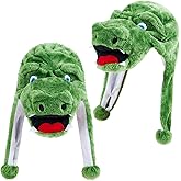 Yearntown 2 Pcs Crocodile Plush Hat Soft Warm Stuffed Animal Hat with Ear Flaps for Adults Couple Reptile Costume Women Men Gifts Winter Dress up Party Mardi Gras Warm Gifts Spring Festival Favors