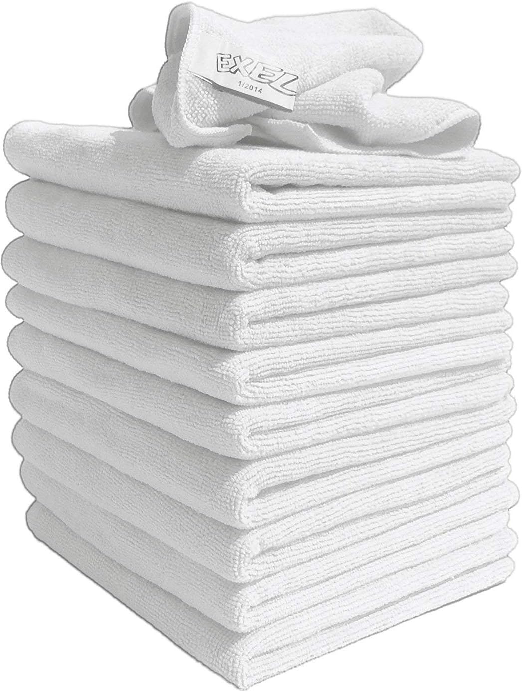 ExelWhite Lint Free Microfibre Super Magic Cleaning Cloths For Polishing, Washing, Waxing And Dusting (X10, White)