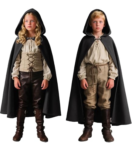 Cape médiévale pour enfants modèle Cecilia, couleur rouge