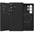 Rumwot Genuine Leather Case for Samsung Galaxy S24 Ultra - Full Grain Leather, Compatible with MagSafe and Wireless Charging, Metal Buttons Camera Bezel, Drop and Scratch Resistant (Black)