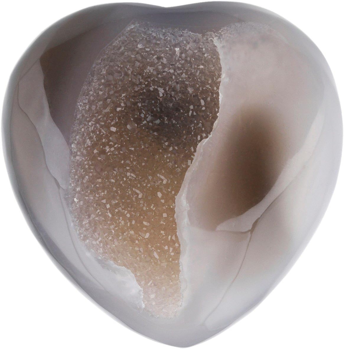 Indoor Fountains & Accessories - Rockcloud Healing Crystal Agate Druzy Geode Heart Love Carved Palm Worry Stone Chakra Reiki Balancing