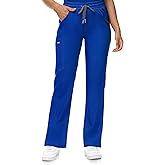 COMENII Scrubs for Women, Mid Rise Straight Leg Cargo Pants with Knit Yoga Waistband, Easy Care Womens Scrubs Pants