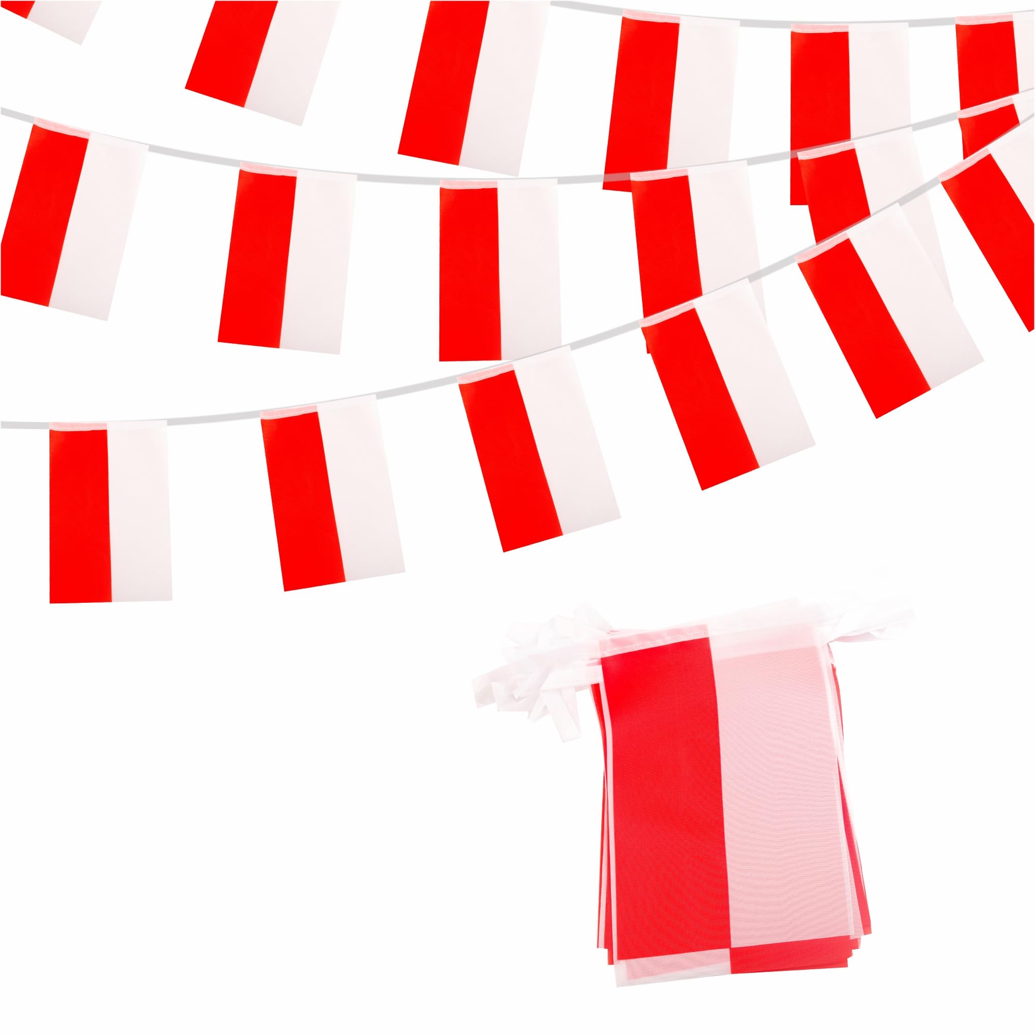 Poland Oly 2024 Decorations - 10m 30 Flags, Polska Banner for Sports, Football Events, Independence Day Party