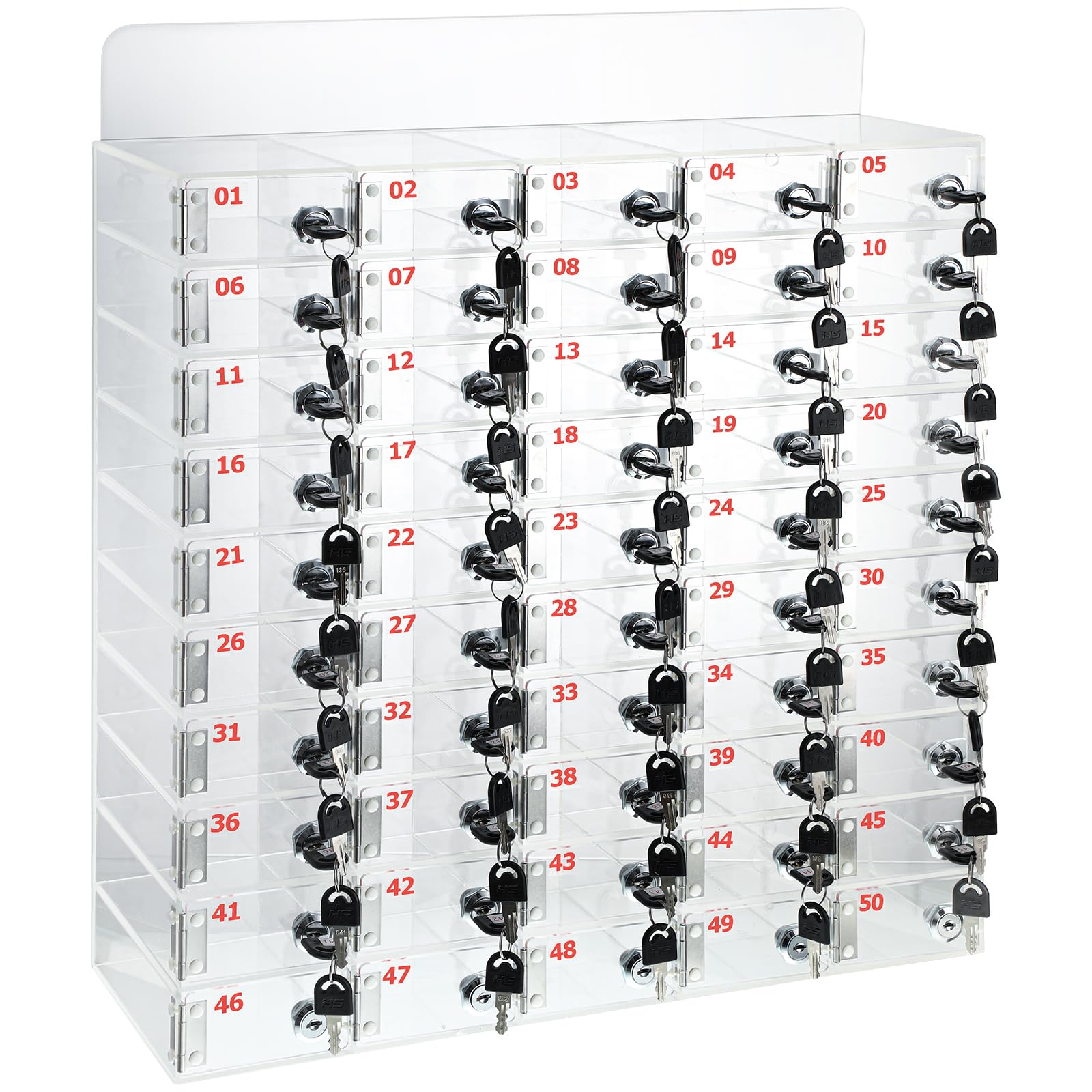 Photo 1 of Threan Cell Phone Locker Box for Classroom with Door Locks and Keys Clear Acrylic Phone Jail Storage Cabinet Wall Mounted for School Factory Office(50 Slot)