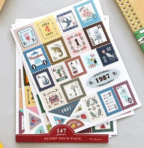 Amazon 切手風 切手型 シール スケジュールシール ギフトシール 6シート入り ギフトシール 文房具 オフィス用品