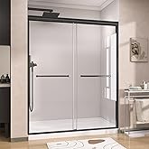 GETPRO Shower Door 56-60 in. W x 72 in. H Semi-Frameless Double Sliding Shower Doors, Bypass Glass Door for Walk-in Shower wi