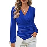 GRACE KARIN Long Sleeve Blouses for Women Dressy Casual, Wrap Tops Work Shirts, 2026 Spring Business Outfits
