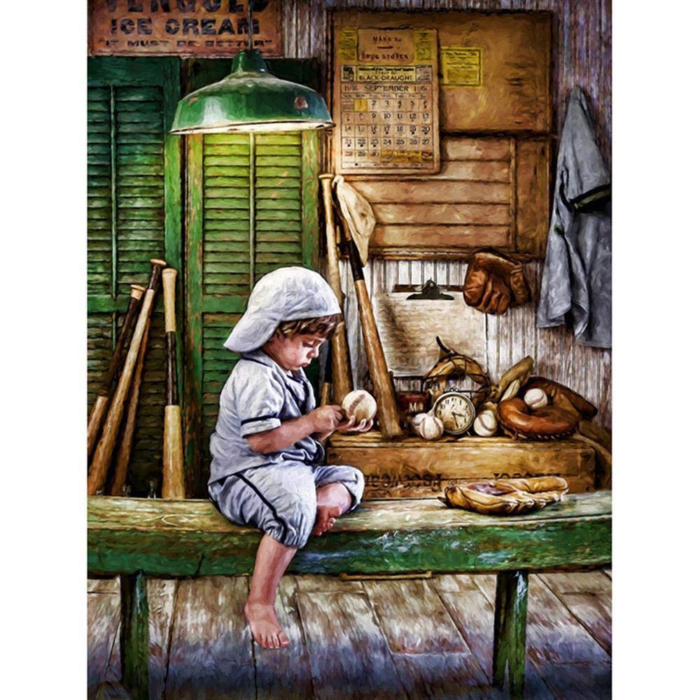 Q&K Puzzles for Adults 1000 Piece Wooden Baseball Boy Portable Rollable Puzzle Game Toys Iq Challeng