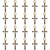 COGCHARGER 20 Pcs Cubic Zirconia Cross Charms Golden Cross Pendants Brass Micro Pave Colorful Cubic Zirconia Pendants for Jewelry Necklace Making