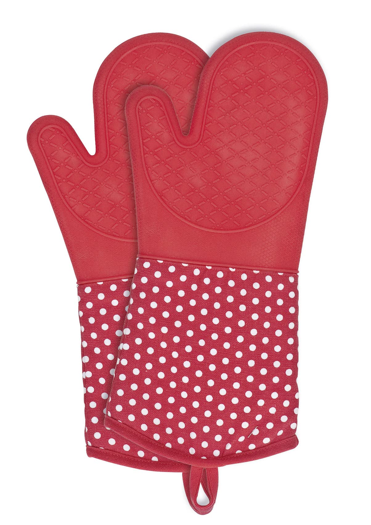 WENKO 2102168100 Oven gloves Silicone Red - 1 pair, Cotton