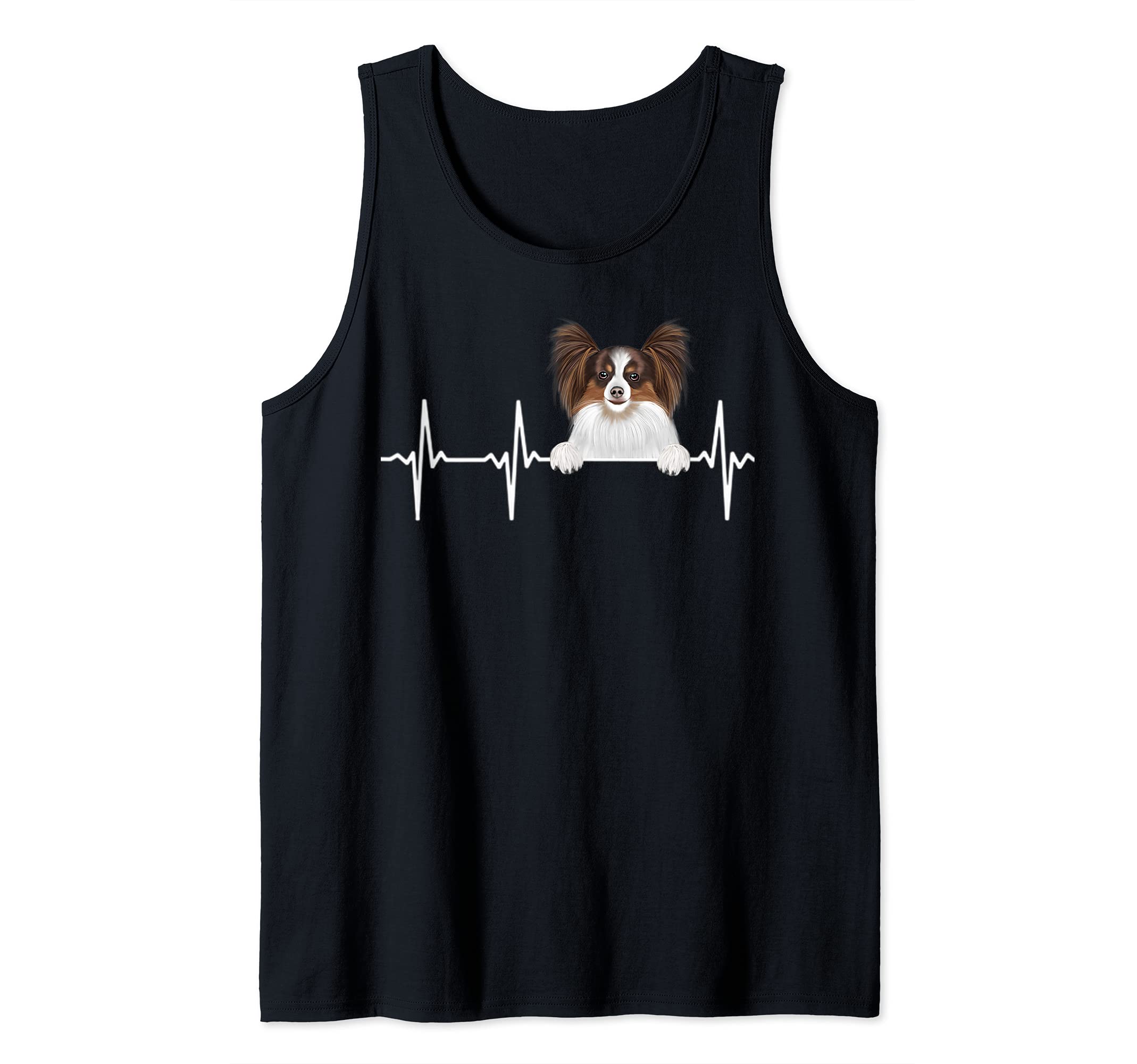 Funny Dog Heartbeat For Papillon Lovers Tank Top