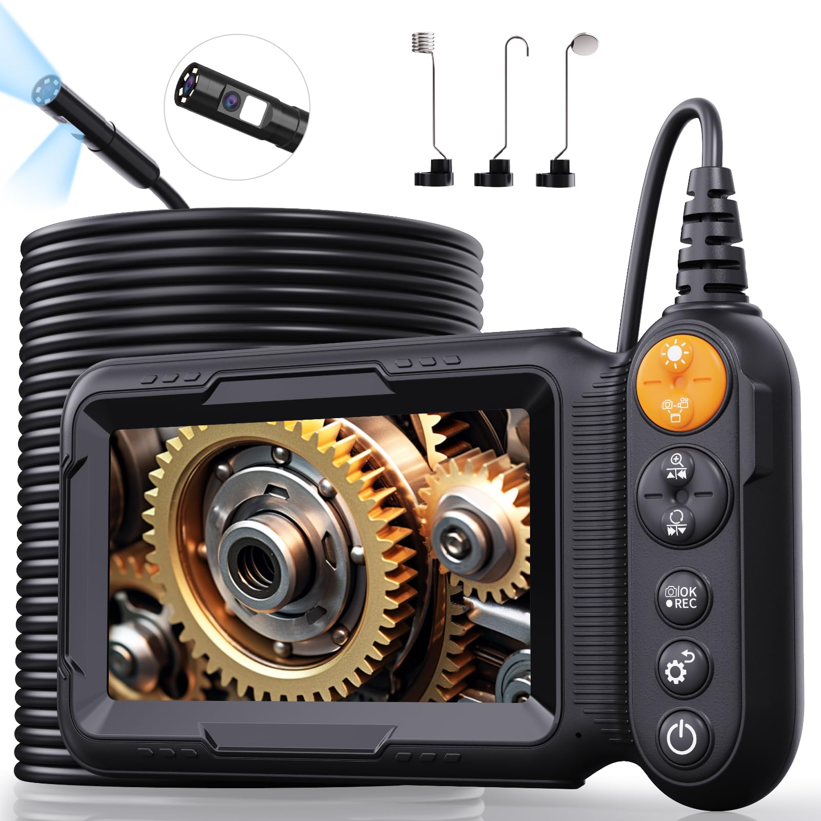 Endoscope Camera with Light 10M, 5in Dual Lens