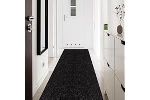 PENFHF Runner Rug 2' x 6' Outdoor/Indoor, Rug with Natural Rubber Backing Non Slip for Hallway, Kitchen, Patio, Laundry, RV, Entryway, Garage, Bathroom, Area Rug Carpet, Black, Custom Size