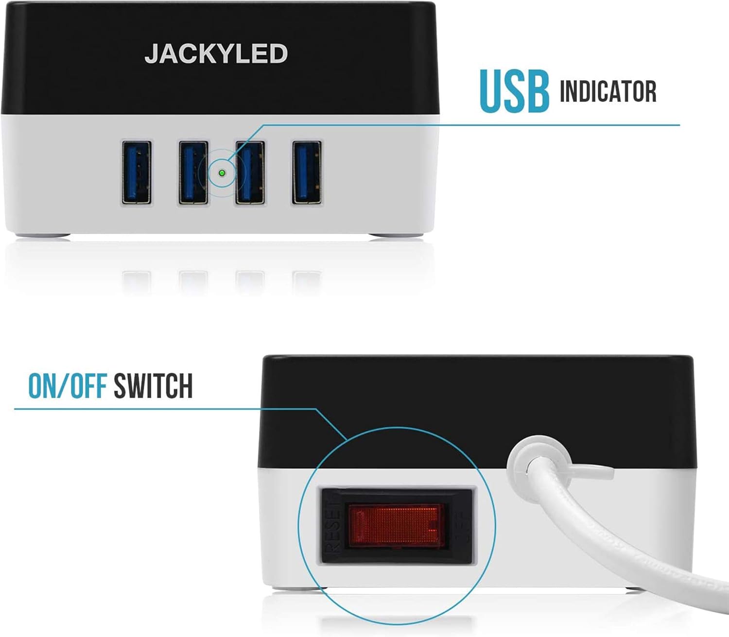 Surge Protector Square Power Strip JACKYLED 9.8ft Long Cord 4 Outlets 4 USB Ports 4.8A Smart Fast Charging Station 900J Portable Charger for Home Office: Home Audio & Theater