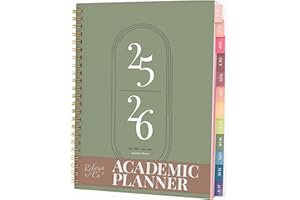 RILEYS & CO Rileys Academic Planner 2025-2026, Daily, Weekly & Monthly Planner, July 2025 - June 2026, Student Notes Pages, Twin-Wire Binding, Weekly Agenda for School & Work (8 x 6-Inches, Green)