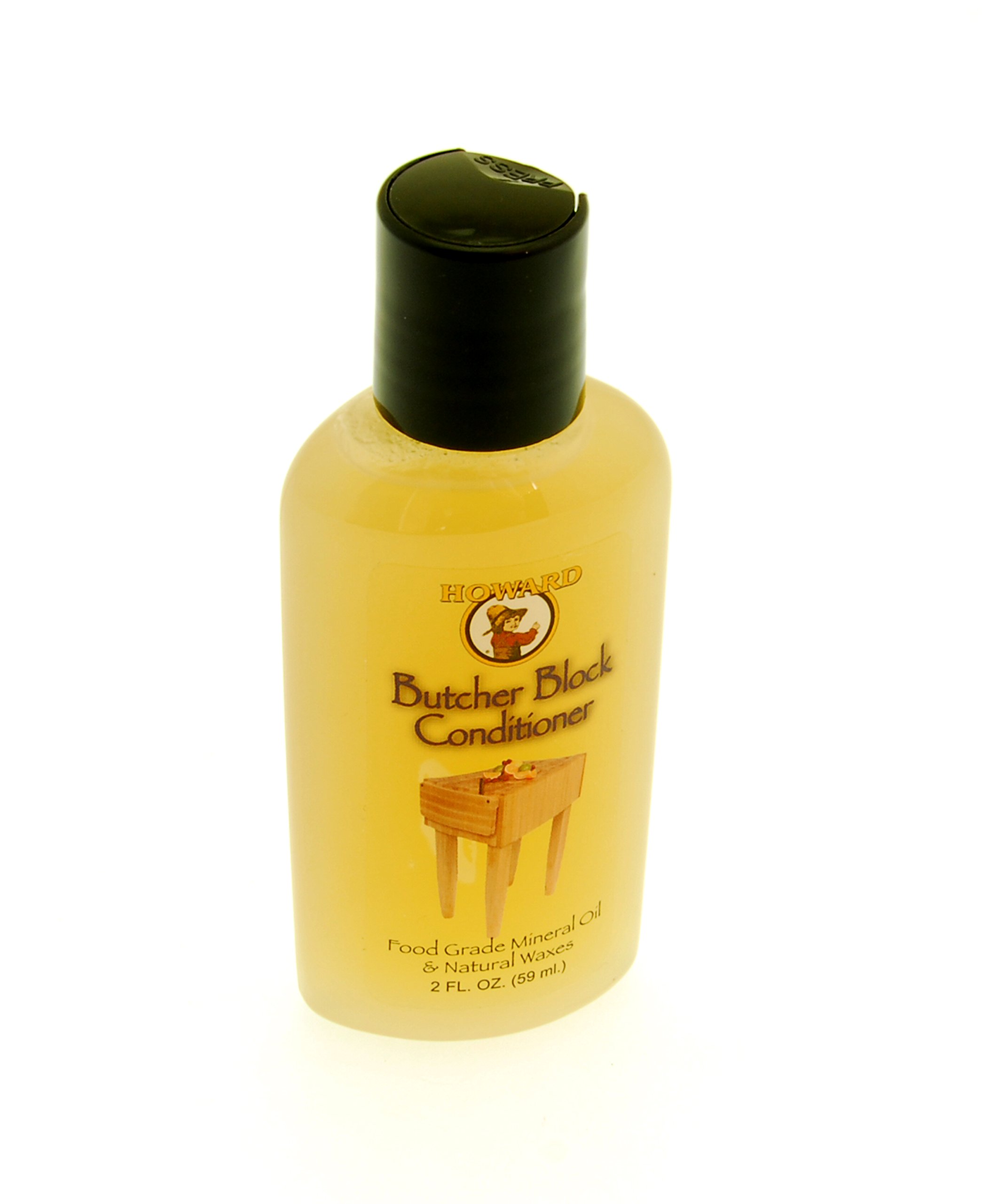 Howard Butcher Block Conditioner 59ml (2oz Trial Size) For use on Butcher Blocks, Bread Boards, Chopping Boards and Wooden Kitchen Tool