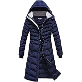 ELORA Women's Warm Winter Heavyweight Quilted 40' inch Long Fleece Trim Puffer Coat Parka Removal Hood