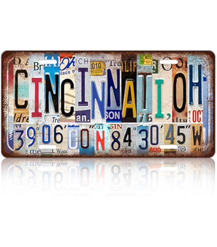 Insegna In Metallo Vintage Cincinnati OH - Cartello Urbano Decorativo 10x40 Cm Per Pareti Di Casa, Ufficio O Aula