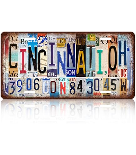 Insegna In Metallo Vintage Cincinnati OH - Cartello Urbano Decorativo 10x40 Cm Per Pareti Di Casa, Ufficio O Aula