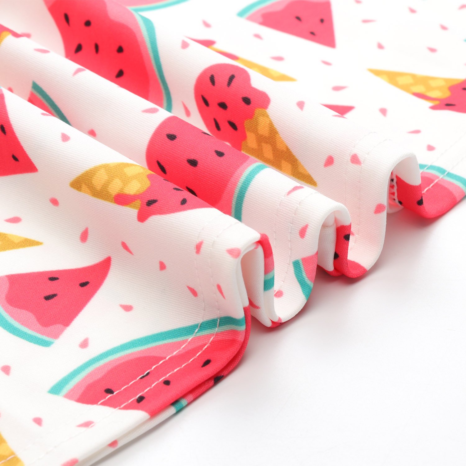 Youngs Girls Print Sleeveless Casusl Crew-Neck Dresses ice Cream Print Skirts Wine red (Watermelon, S)