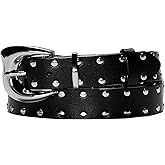 Asaloy Women's Studded Leather Belts,Adjustable Womens Belts,Suitable for Jeans and Dresses Punk Belt,Length 105cm/116cm