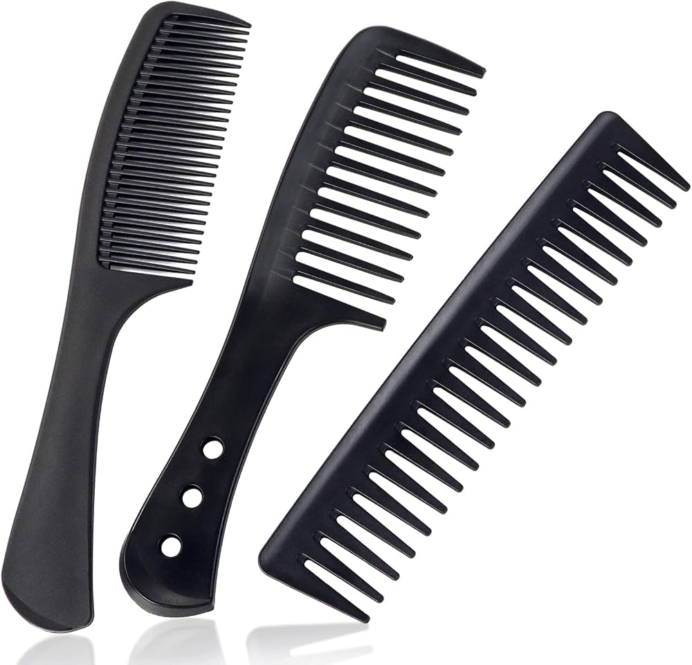 Sularpek 3 Pc Wide Tooth Carbon Fiber Hair Comb Set Anti-Static