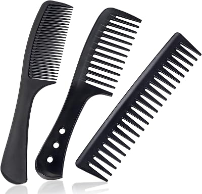 Sularpek 3 Pc Wide Tooth Carbon Fiber Hair Comb Set Anti-Static