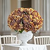 Bailikang 10PCS Fake Hydrangea Artificial Flowers Hydrangea Bouquet for Home Wedding Bridal Bouquet Office Party Table Centerpiece DIY Floral Decor (Autumn Orange)