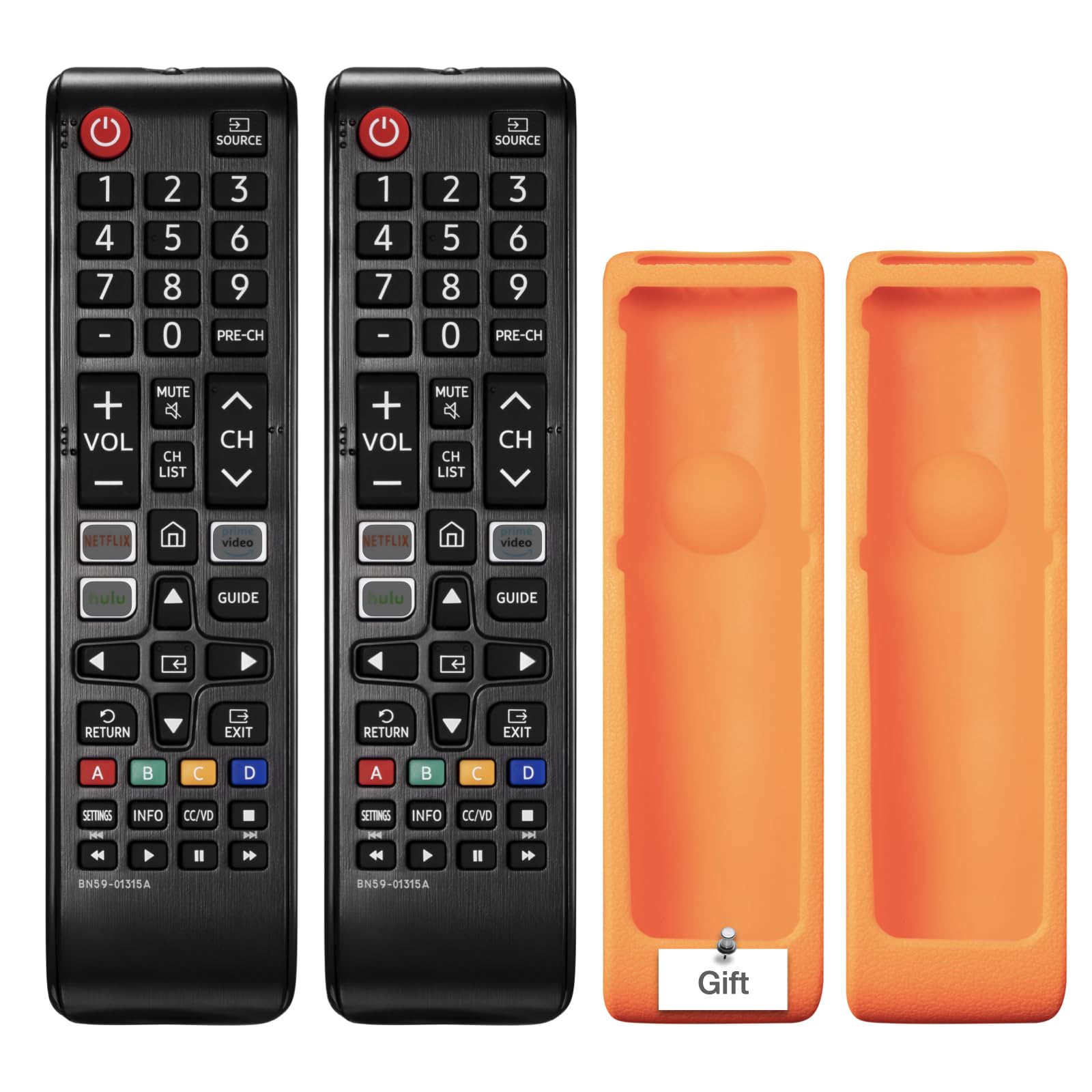 View 1 of (Pack of 2) Universal Remote for All Samsung TV Remote BN59-01315A Replacement for All Samsung LCD LED HDTV 3D Smart TVs with Hulu Netflix PrimeVideo Buttons (2)
