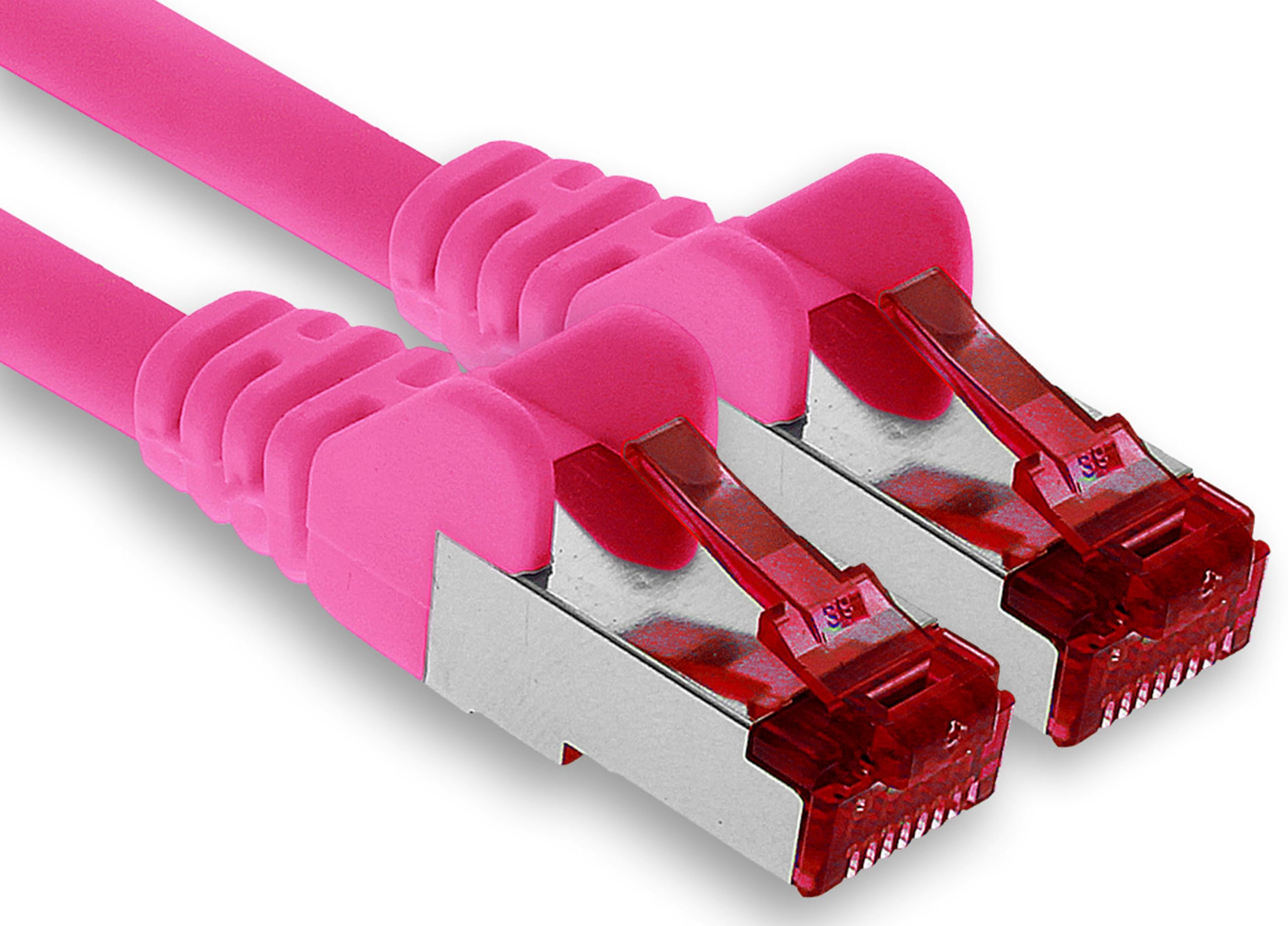 1aTTack.de - 1x 20m CAT6 patch cable S/FTP PIMF shielding CAT.6 RJ45 network cable Ethernet cable DSL LAN router switch modem patch panel - magenta - 1 piece