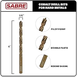 Sabre Tools 1/4 Inch Cobalt Drill Bits 5pcs