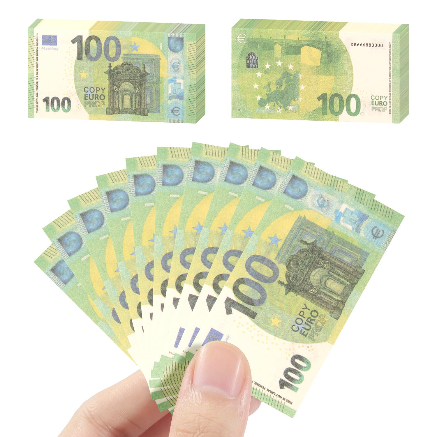 Mecool 2.40 x 1.26" 100 Pcs €100 Euros Bills Pretend Cash | Fake Money for Movie, Videos, Magic or Board Game | Prop Money UK Fake Notes | Play Shop Accessories