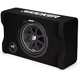 KICKER 48CDF104 Comp 10" Subwoofer in Down Firing Enclosure, 4-Ohm | 10 inch sub and box combo ready to wire, floor-facing bass output, fits trunks and cargo areas, simple amp hookup