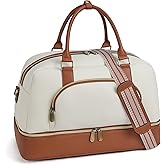 BOSTANTEN Weekender Bags for Women Leather Travel Duffle Bag Carry On Large Tote Duffel with Shoe Compartment and Trolley Sleeve