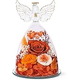 FIACO Gifts for Women Mom Preserved Rose Forever Flower in Glass Angel Figurine Fresh Flowers for Delivery Birthday Gifts for Grandma Wife Sister Christmas Anniversary Eternal Roses