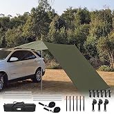 10x16 ft Car Side Awning with Pole Outdoor Camping Tent Tarp Waterproof Canopy Shade Sun Shelter
