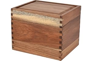 Three Oaks Vintage Acacia Wood Farmhouse Recipe Box with Divider Tabs Recipe Holder