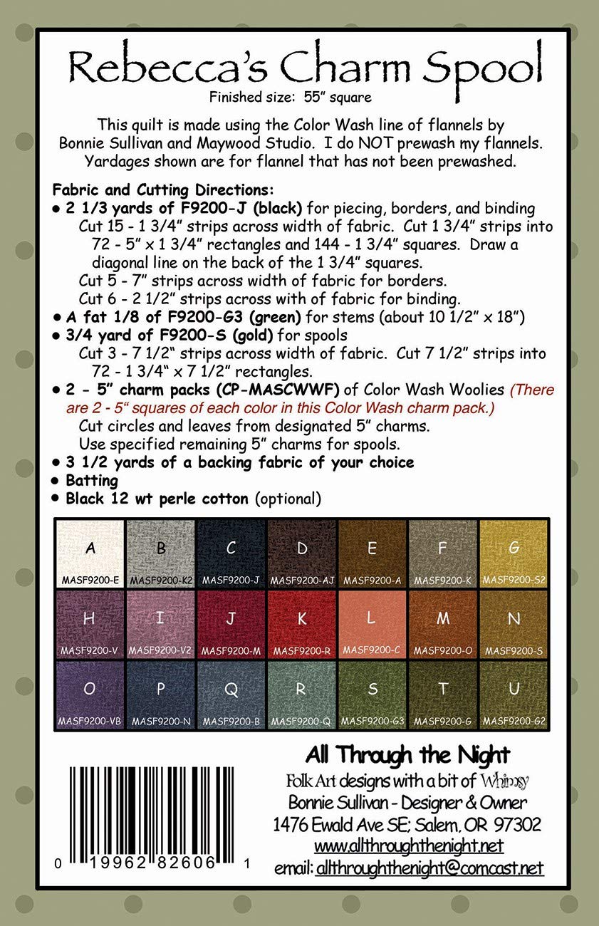 Rebeccas Charm Spool Quilt Pattern By Bonnie Sullivan From All Through The Night 1901 55 X 55 Patterns Arts Crafts Sewing Easystaff It