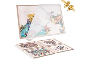 Piecevana Puzzle Board with 4 Sorting Trays, Playing Surface with Protective Cover for 1000 Pieces, 31.5" x 24" Felt Display Board