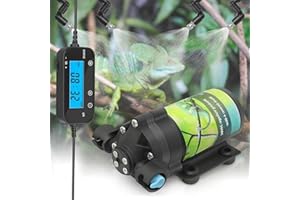 RUNWUSHENG Reptile Misting System with Timer, 6 Adjustable-Joint Nozzles, Self-Priming Pump, Quiet Fine Mist for Chameleons, Geckos, Frogs & Terrariums