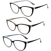 CRGATV 3 Pack Reading Glasses Blue Light Blocking Stylish Cat Eye Computer Readers Anti Eyestrain & Glare for Women