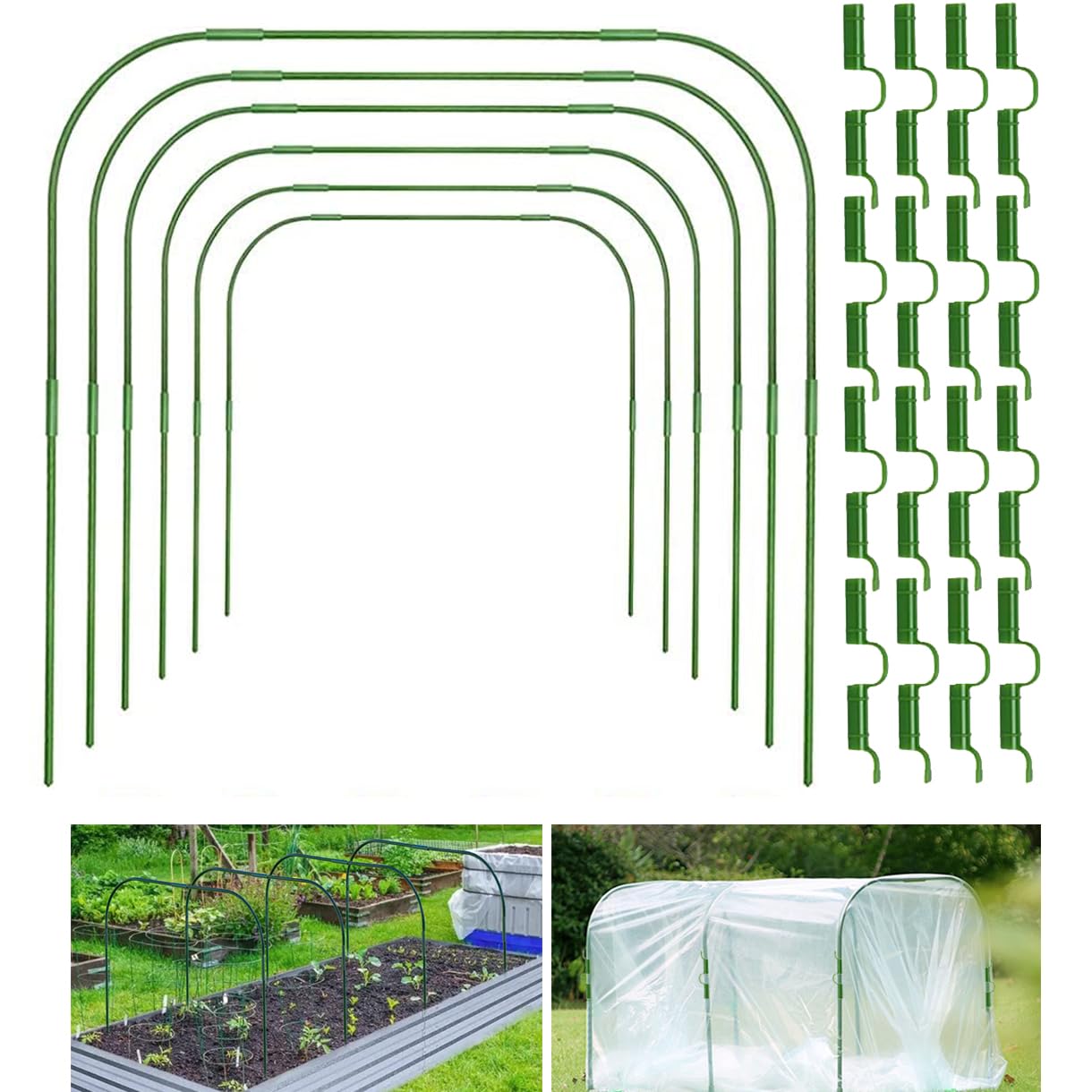 Photo 1 of Greenhouse Hoops Grow Tunnel,6 Sets Garden Hoops for Raised Beds, Rust-Free Plant Hoops Frame for Row Cover Plant Shade Cloth, DIY Plant Support Garden Stakes,Garden Tunnel Row Cover Hoops Kit