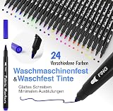 APOGO 24 Fabric Pens & 7 Stencils - Permanent Textile Markers Set view 3
