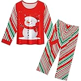 WonderBabe Little Girls Christmas Pajamas Toddler Long Sleeve Elf Pjs Set Kids Christmas Snowman Pattern Sleepwear