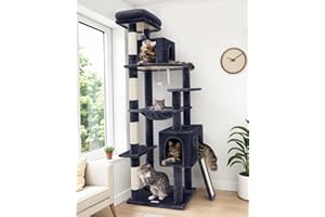 Globlazer Heavy Duty Cat Tree, 70 inch Sturdy Cat Tree for Indoor Cats Extra Large Cat Tower with Scratching Post, Hammock, Cat Condo for Adult Cats Kittens, F70 Pro, Dark Grey