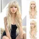 SeclitWu 80s 90s Retro Blonde Mullet Wigs Pixie Cut Wigs with Bangs for Women Wolf Cut Wig Middle Part Blonde Synthetic Heat Resistant Fiber Costumes Cosplay Hair Wig for Daily Party Use (22 Inch)