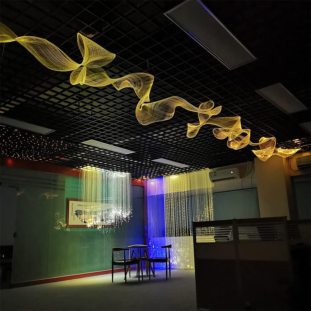 Photo 1 of LED Fiber Optic Mesh Light Kits for Party Halloween - Optical Fibre Netting Light Up Ceiling Christmas Trees for Hotel Office Home Room Fall Decorations (6 Meters mesh + Remote)