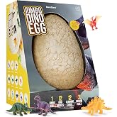 Dan&amp;Darci Jumbo Dino Easter Egg - Unearth 12 Unique Large Surprise Dinosaurs in One Giant Filled Egg -Easter Gifts for Kids - Discover Dinosaur Archaeology Science STEM Crafts Gifts for Boys &amp; Girls