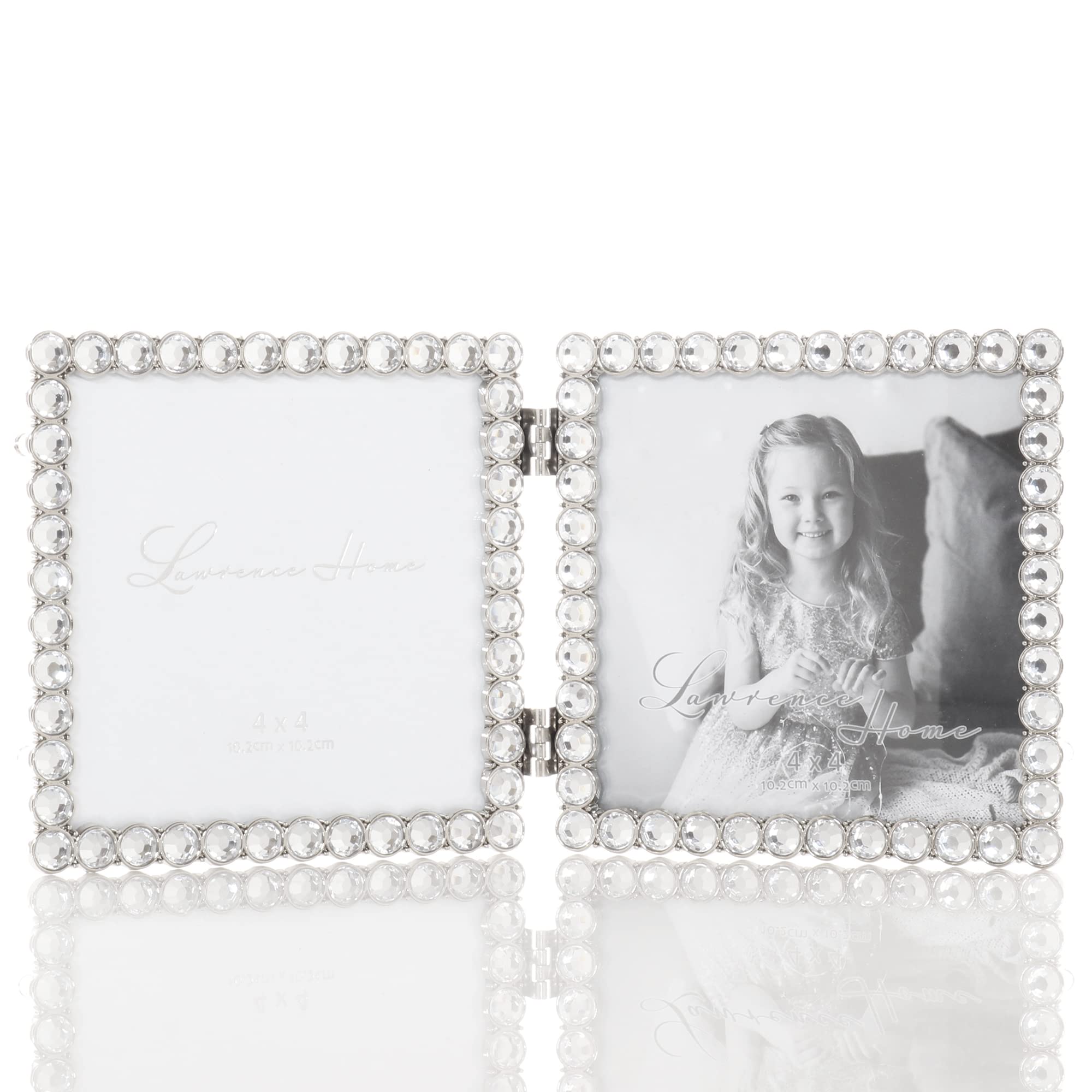 4x4 Silver Metal Sparkle Double Frame - Clear Brilliance